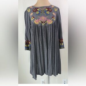Anthropologie Ivy Jane Floral Embriodered Cross Stitch Shift Dress XS